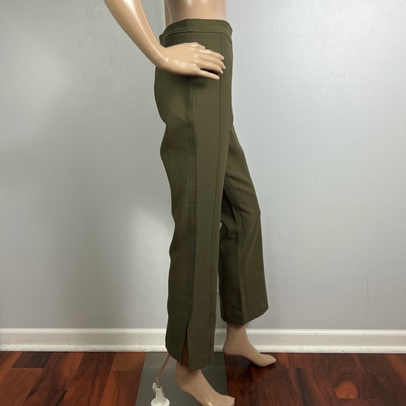 NEW CINQ A SEPT GREEN CROPPED FLARE-LEG PANTS - Picture 5 of 7